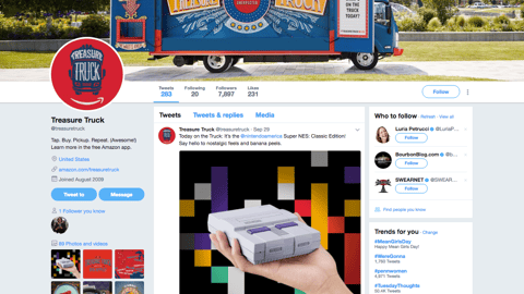 Amazon Treasure Truck Twitter Page
